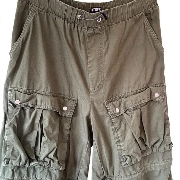 Hot Topic Men's Convertible Cargo Pants 5 Pocket Green Convert to Shorts 32 x 32 - Picture 6 of 9